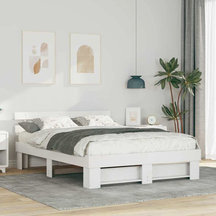 Cadru de pat cu headboard Alb 150 x 200 cm Lemn masiv de pin - WALTI WALTI