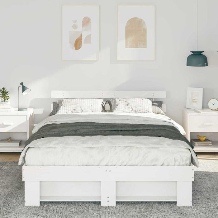 Cadru de pat cu headboard Alb 150 x 200 cm Lemn masiv de pin - WALTI WALTI