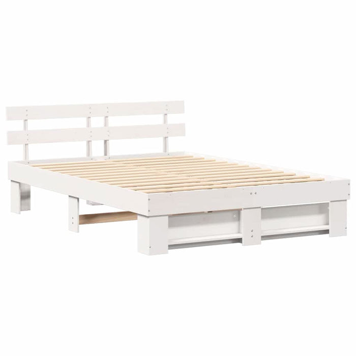 Cadru de pat cu headboard Alb 150 x 200 cm Lemn masiv de pin - WALTI WALTI
