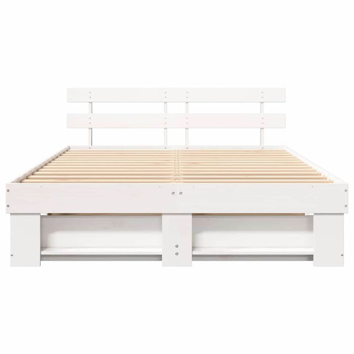 Cadru de pat cu headboard Alb 150 x 200 cm Lemn masiv de pin - WALTI WALTI