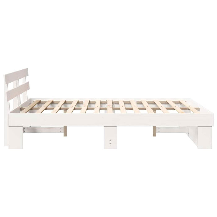 Cadru de pat cu headboard Alb 150 x 200 cm Lemn masiv de pin - WALTI WALTI