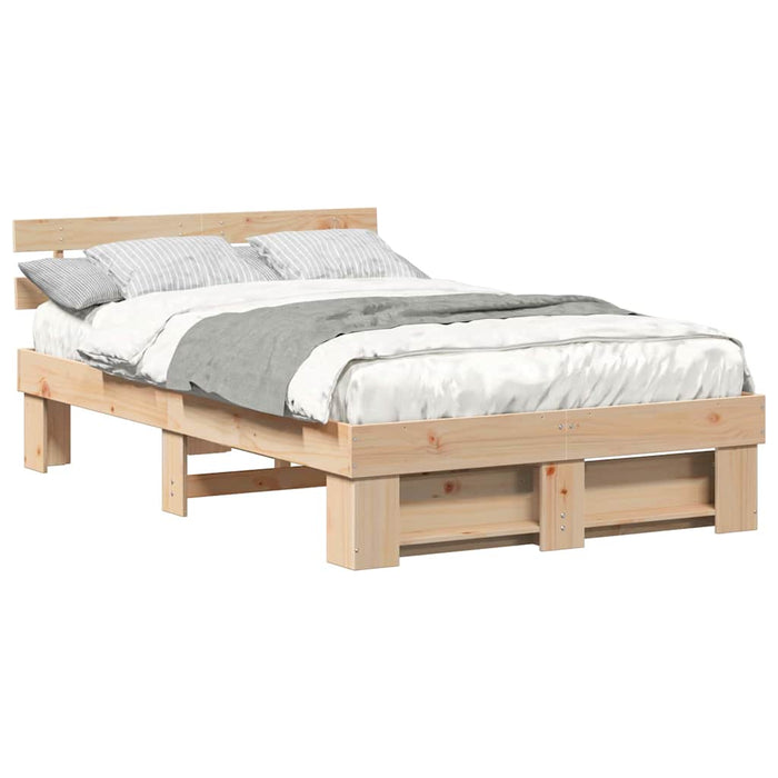 Cadru de pat cu headboard Maro 120 x 200 cm Lemn masiv de pin - WALTI WALTI