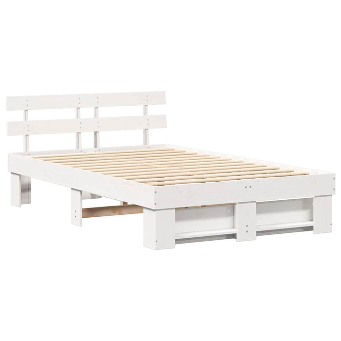Cadru de pat cu headboard Alb 120 x 200 cm Lemn masiv de pin - WALTI WALTI
