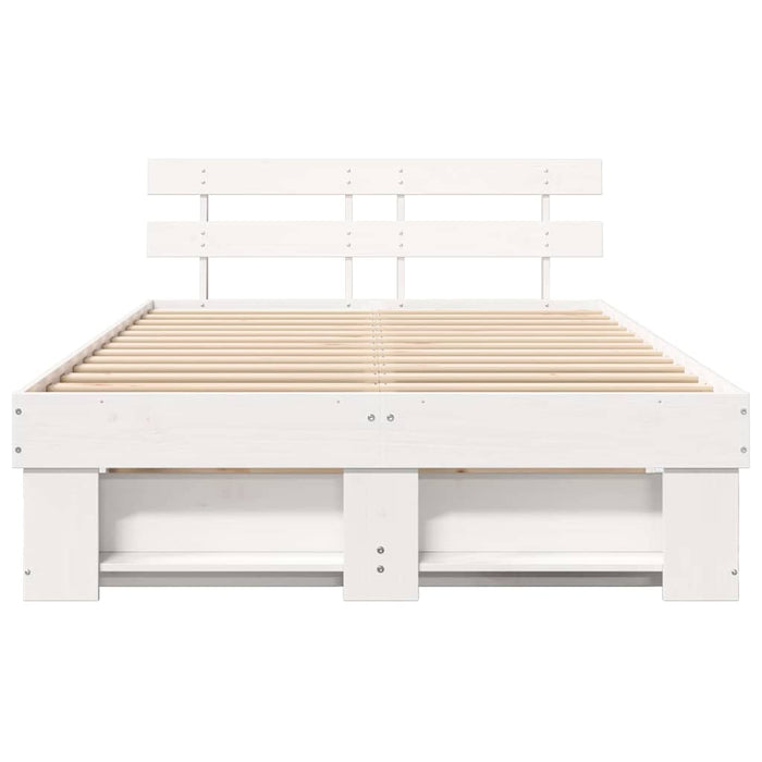 Cadru de pat cu headboard Alb 120 x 200 cm Lemn masiv de pin - WALTI WALTI