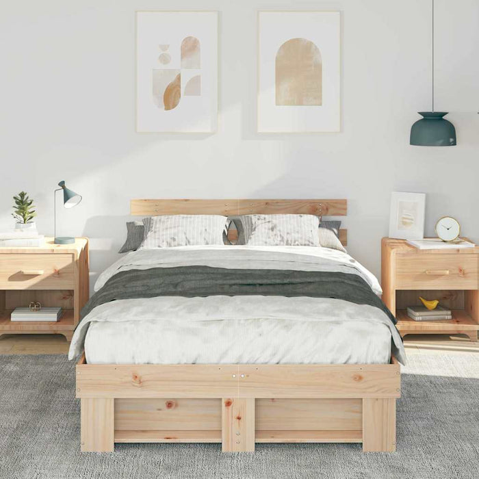 Cadru de pat cu headboard Maro 140 x 190 cm Lemn masiv de pin - WALTI WALTI