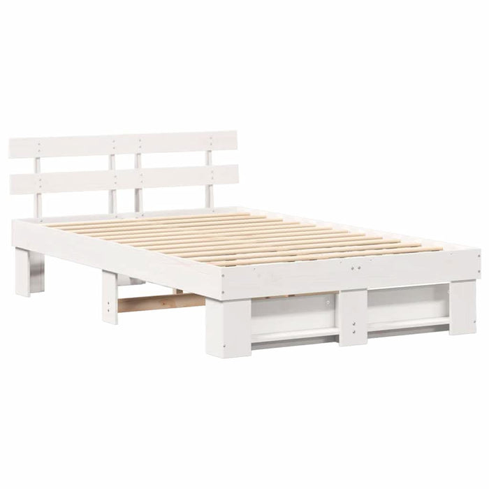 Cadru de pat cu headboard Alb 140 x 190 cm Lemn masiv de pin - WALTI WALTI