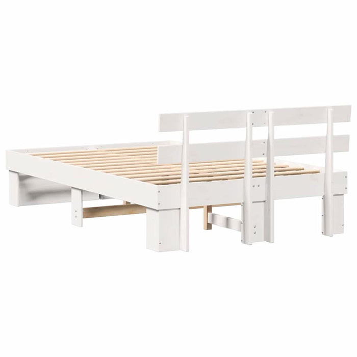 Cadru de pat cu headboard Alb 140 x 190 cm Lemn masiv de pin - WALTI WALTI
