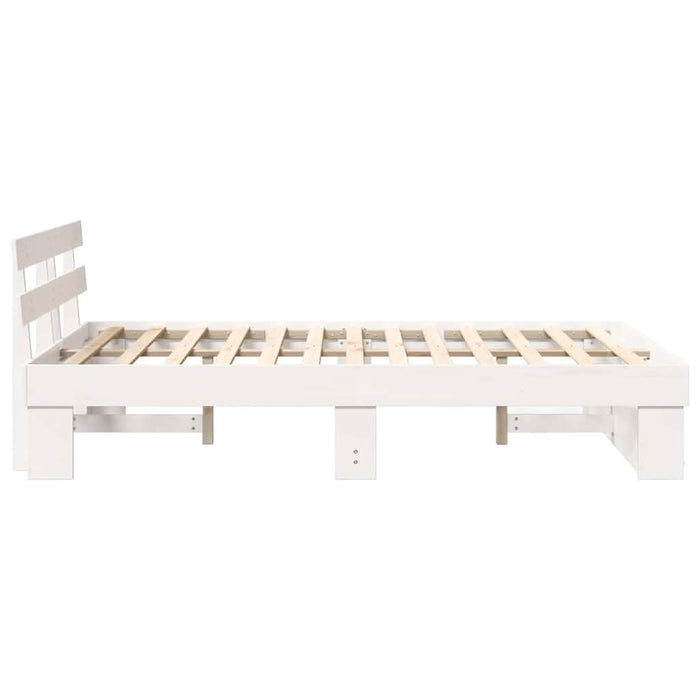 Cadru de pat cu headboard Alb 140 x 190 cm Lemn masiv de pin - WALTI WALTI