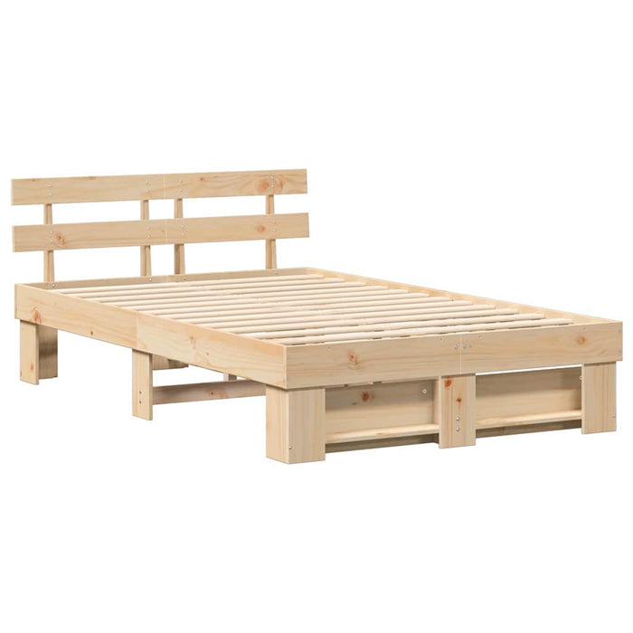 Cadru de pat cu headboard Maro 135 x 190 cm Lemn masiv de pin - WALTI WALTI