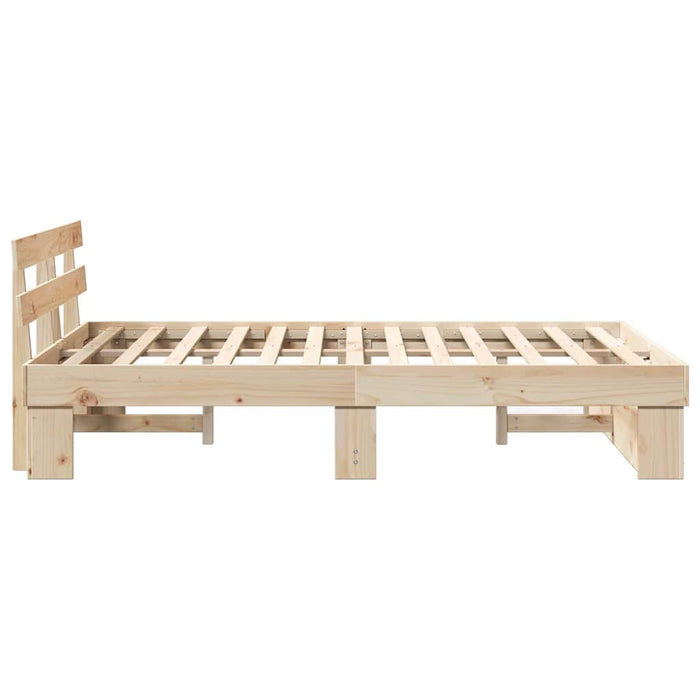 Cadru de pat cu headboard Maro 135 x 190 cm Lemn masiv de pin - WALTI WALTI