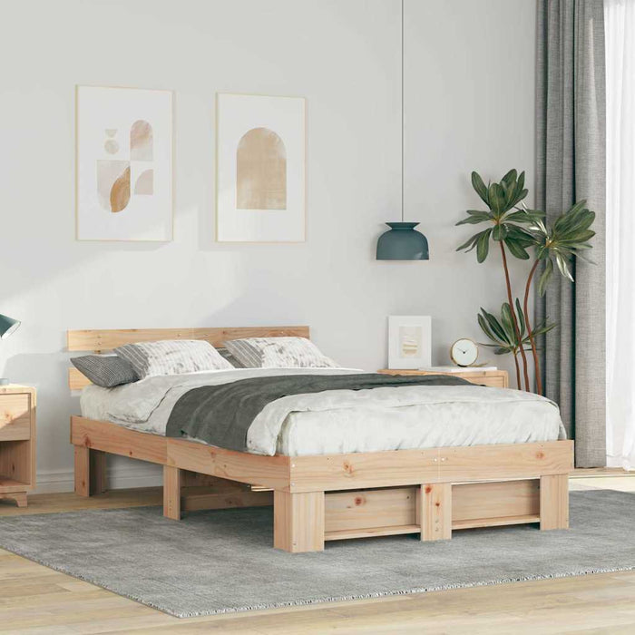Cadru de pat cu headboard Maro 120 x 190 cm Lemn masiv de pin - WALTI WALTI