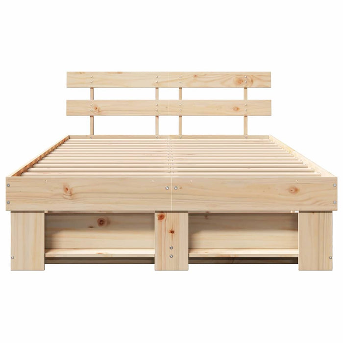 Cadru de pat cu headboard Maro 120 x 190 cm Lemn masiv de pin - WALTI WALTI