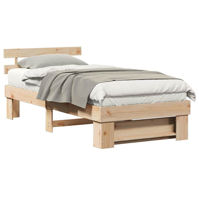 Cadru de pat cu headboard Maro 100 x 200 cm Lemn masiv de pin - WALTI WALTI