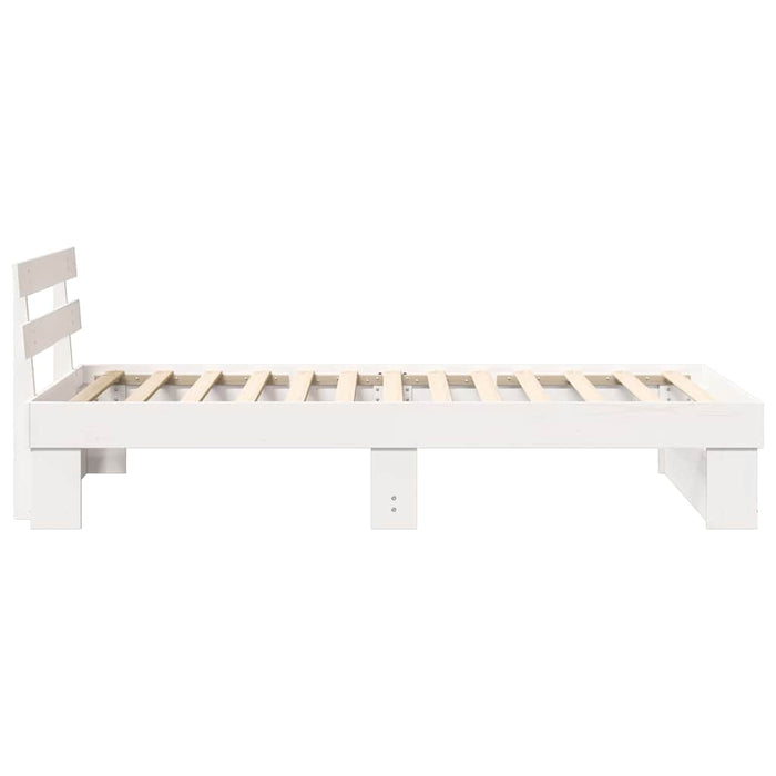 Cadru de pat cu headboard Alb 90 x 200 cm Lemn masiv de pin - WALTI WALTI