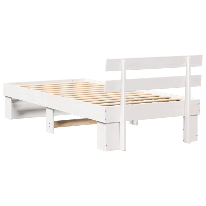 Cadru de pat cu headboard Alb 80 x 200 cm Lemn masiv de pin - WALTI WALTI