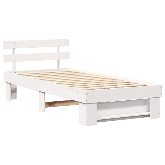 Cadru de pat cu headboard Alb 90 x 190 cm Lemn masiv de pin - WALTI WALTI