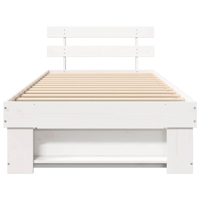 Cadru de pat cu headboard Alb 90 x 190 cm Lemn masiv de pin - WALTI WALTI