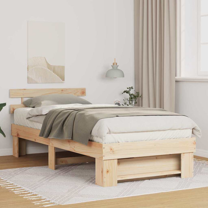 Cadru de pat cu headboard Maro 75 x 190 cm Lemn masiv de pin - WALTI WALTI