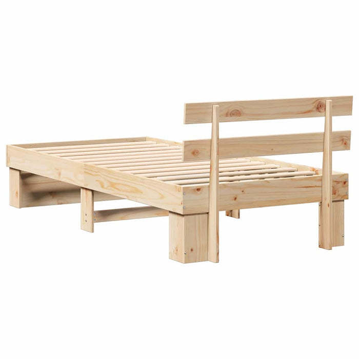 Cadru de pat cu headboard Maro 75 x 190 cm Lemn masiv de pin - WALTI WALTI