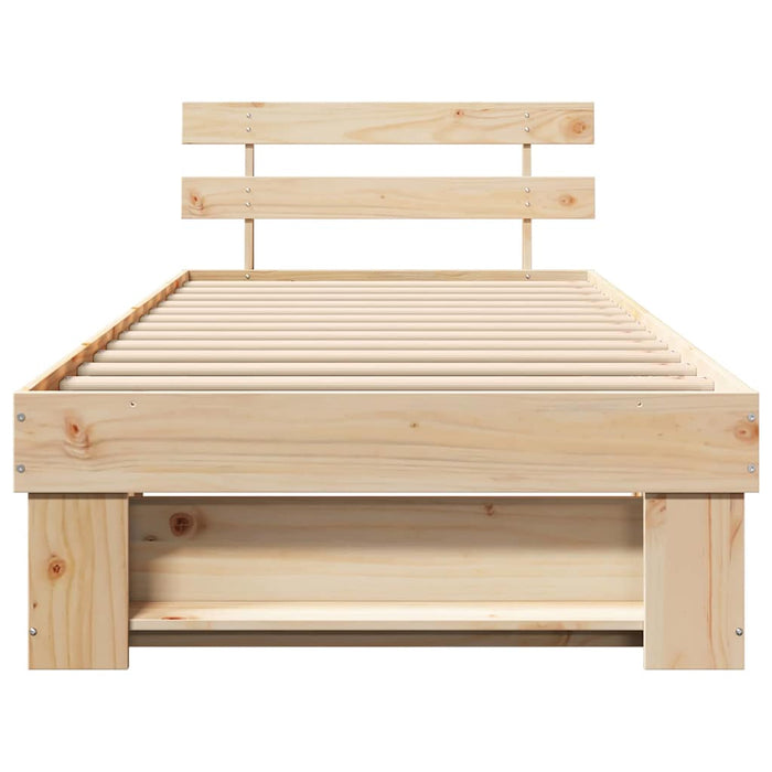 Cadru de pat cu headboard Maro 75 x 190 cm Lemn masiv de pin - WALTI WALTI
