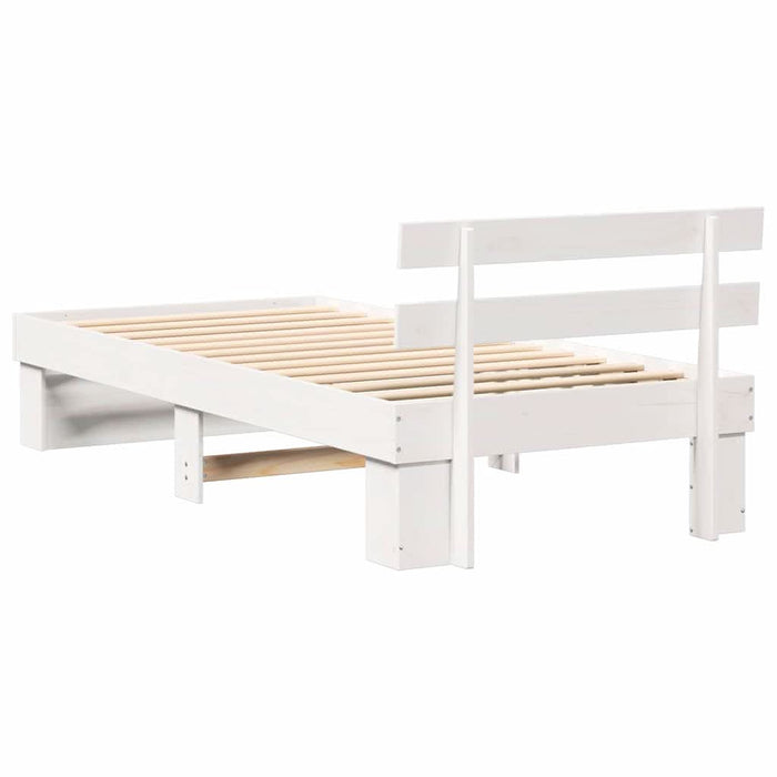 Cadru de pat cu headboard Alb 75 x 190 cm Lemn masiv de pin - WALTI WALTI
