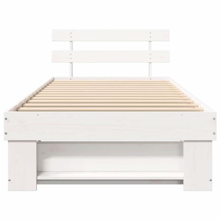 Cadru de pat cu headboard Alb 75 x 190 cm Lemn masiv de pin - WALTI WALTI