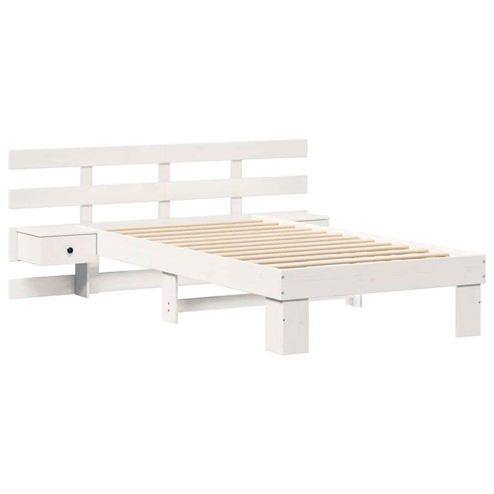 Cadru de pat cu headboard Alb 100 x 200 cm Lemn de pin masiv - WALTI WALTI