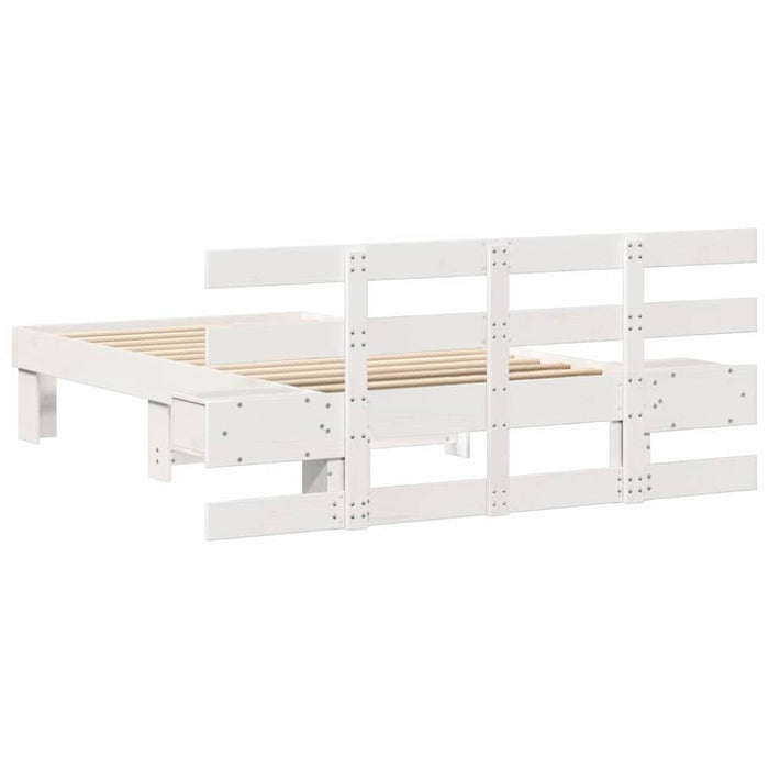 Cadru de pat cu headboard Alb 100 x 200 cm Lemn de pin masiv - WALTI WALTI