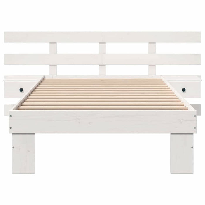 Cadru de pat cu headboard Alb 100 x 200 cm Lemn de pin masiv - WALTI WALTI