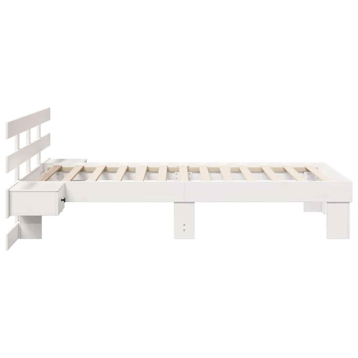 Cadru de pat cu headboard Alb 100 x 200 cm Lemn de pin masiv - WALTI WALTI
