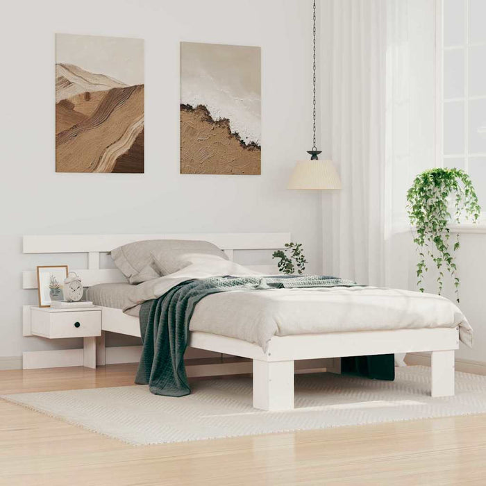Cadru de pat cu headboard Alb 90 x 200 cm Lemn de pin masiv - WALTI WALTI