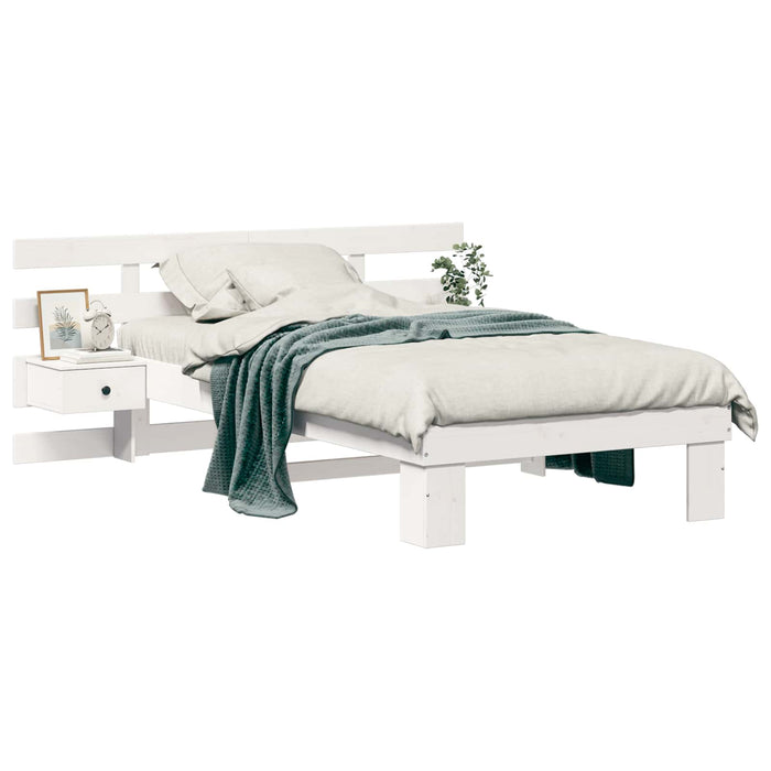 Cadru de pat cu headboard Alb 90 x 200 cm Lemn de pin masiv - WALTI WALTI