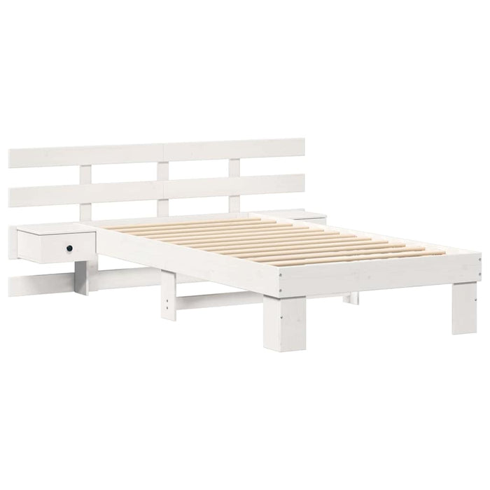 Cadru de pat cu headboard Alb 90 x 200 cm Lemn de pin masiv - WALTI WALTI