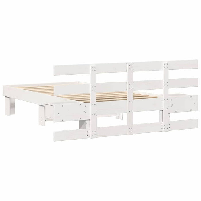 Cadru de pat cu headboard Alb 90 x 200 cm Lemn de pin masiv - WALTI WALTI