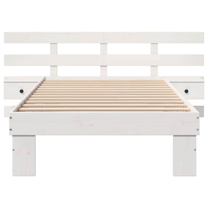 Cadru de pat cu headboard Alb 90 x 200 cm Lemn de pin masiv - WALTI WALTI