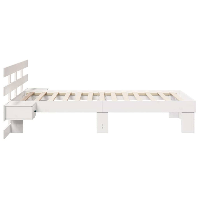 Cadru de pat cu headboard Alb 90 x 200 cm Lemn de pin masiv - WALTI WALTI