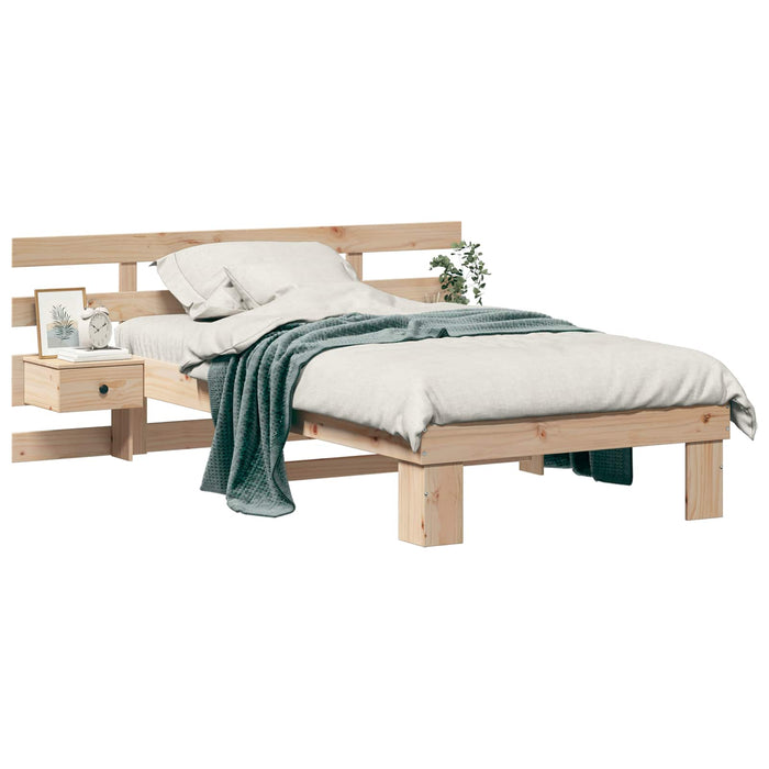 Cadru de pat cu headboard Maro 90 x 190 cm Lemn de pin masiv - WALTI WALTI