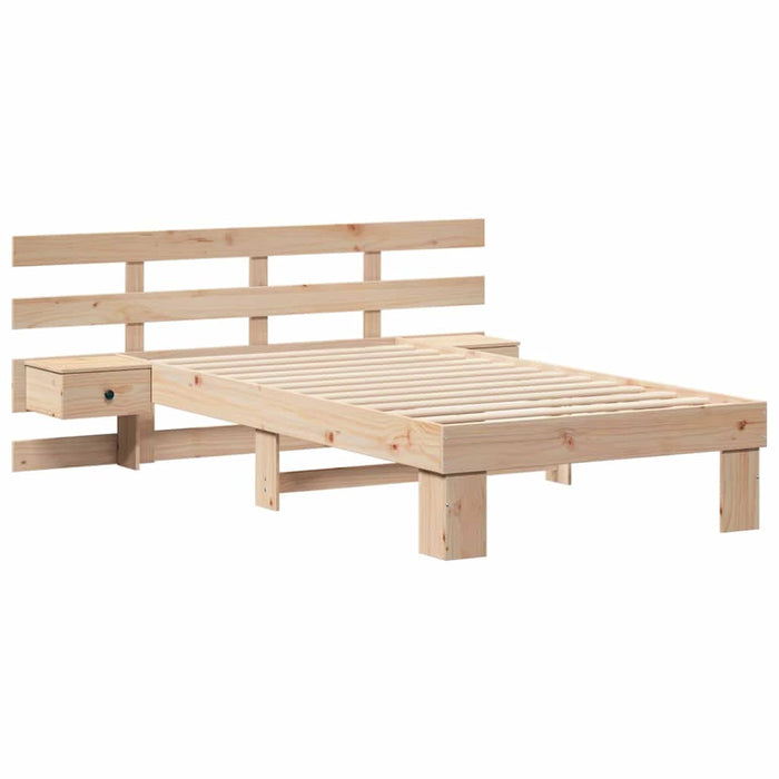 Cadru de pat cu headboard Maro 90 x 190 cm Lemn de pin masiv - WALTI WALTI