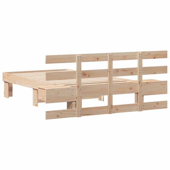 Cadru de pat cu headboard Maro 90 x 190 cm Lemn de pin masiv - WALTI WALTI