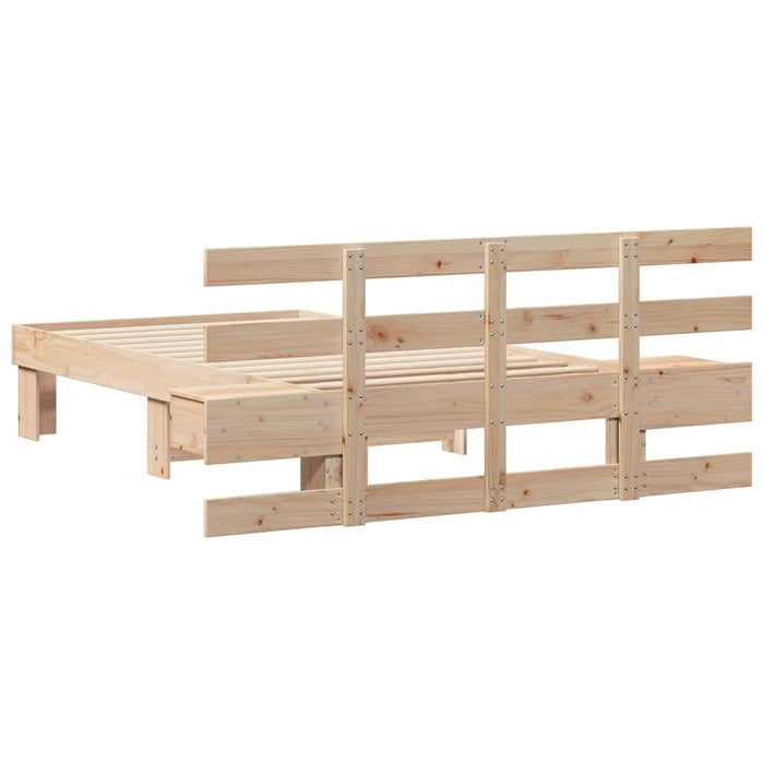 Cadru de pat cu headboard Maro 75 x 190 cm Lemn de pin masiv - WALTI WALTI