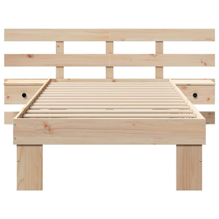Cadru de pat cu headboard Maro 75 x 190 cm Lemn de pin masiv - WALTI WALTI
