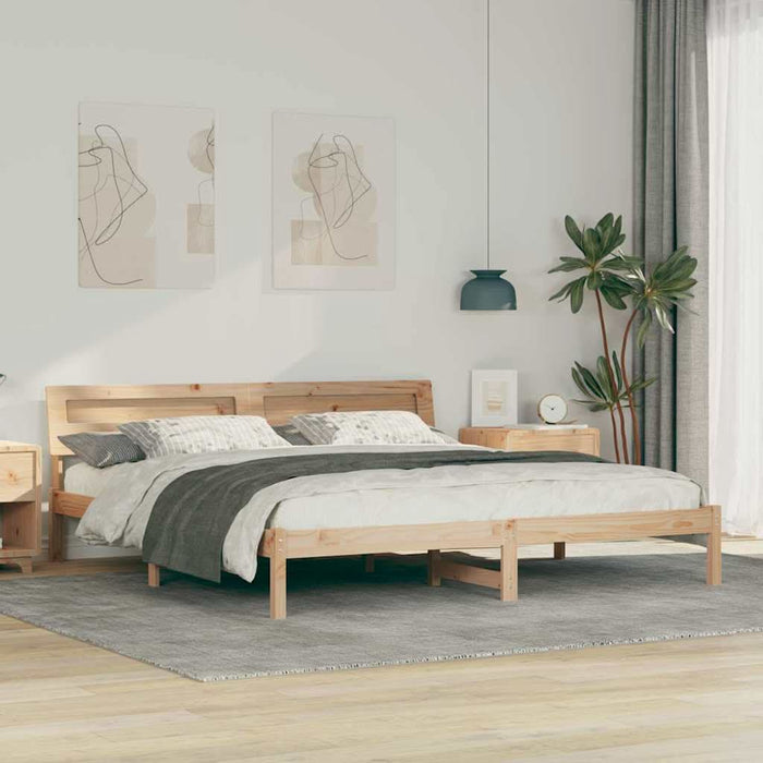 Cadru de pat cu headboard Maro 180 x 200 cm Lemn de pin masiv - WALTI WALTI