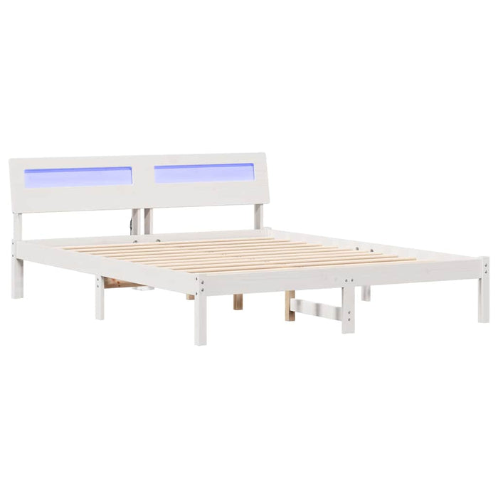 Cadru de pat cu headboard Alb 160 x 200 cm Lemn de pin masiv - WALTI WALTI