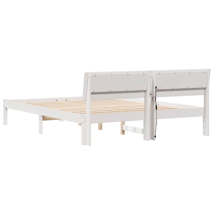 Cadru de pat cu headboard Alb 160 x 200 cm Lemn de pin masiv - WALTI WALTI