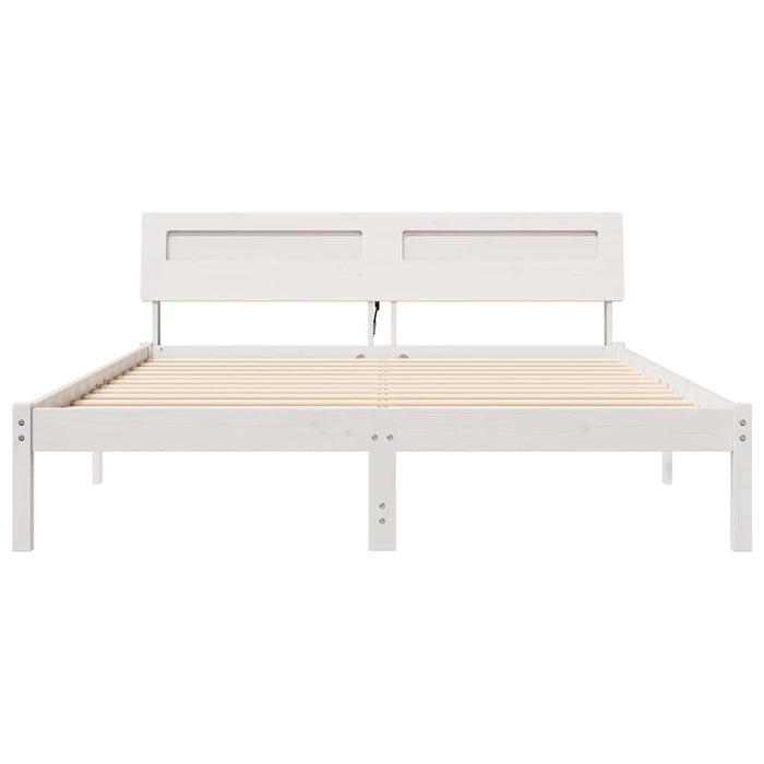 Cadru de pat cu headboard Alb 160 x 200 cm Lemn de pin masiv - WALTI WALTI