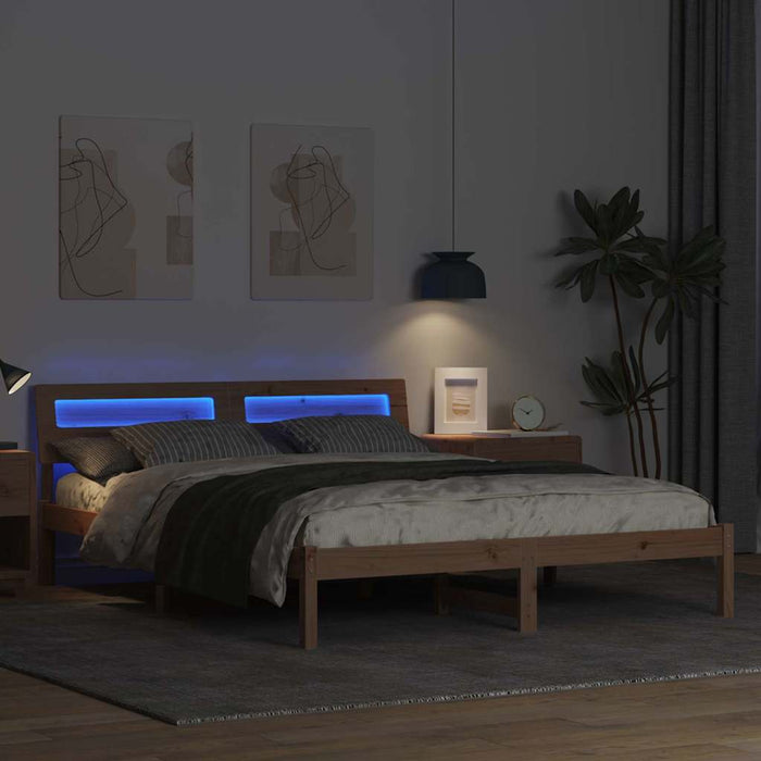 Cadru de pat cu headboard Maro 150 x 200 cm Lemn de pin masiv - WALTI WALTI