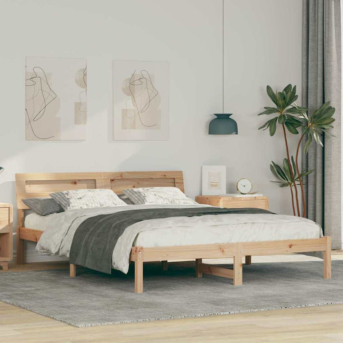 Cadru de pat cu headboard Maro 150 x 200 cm Lemn de pin masiv - WALTI WALTI