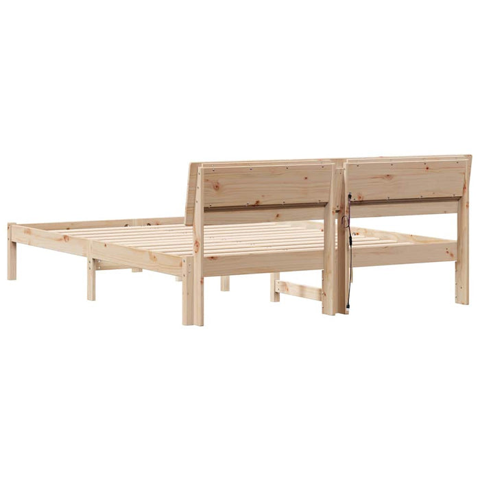 Cadru de pat cu headboard Maro 150 x 200 cm Lemn de pin masiv - WALTI WALTI