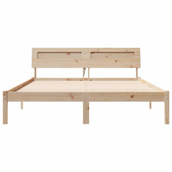 Cadru de pat cu headboard Maro 150 x 200 cm Lemn de pin masiv - WALTI WALTI