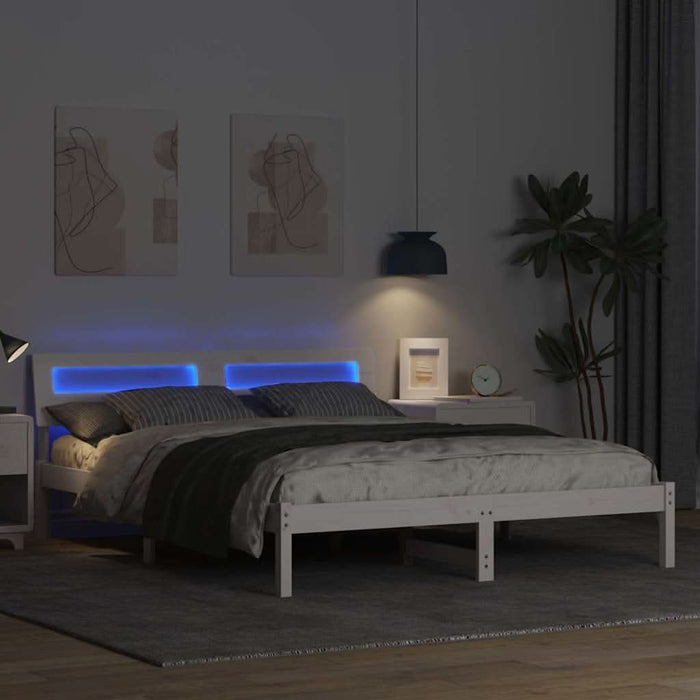 Cadru de pat cu headboard Alb 150 x 200 cm Lemn de pin masiv - WALTI WALTI